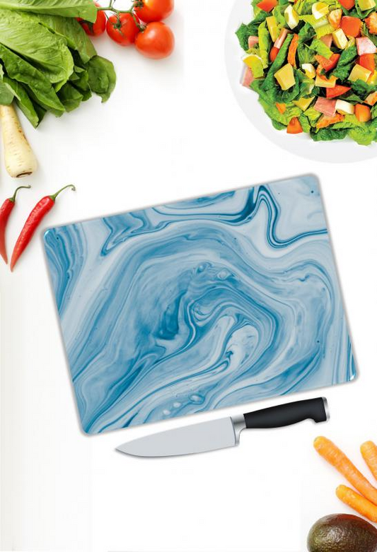 Renkli Desenli Temperli Cam Kesme Tahtası ile Pratik Kesim - KT00010