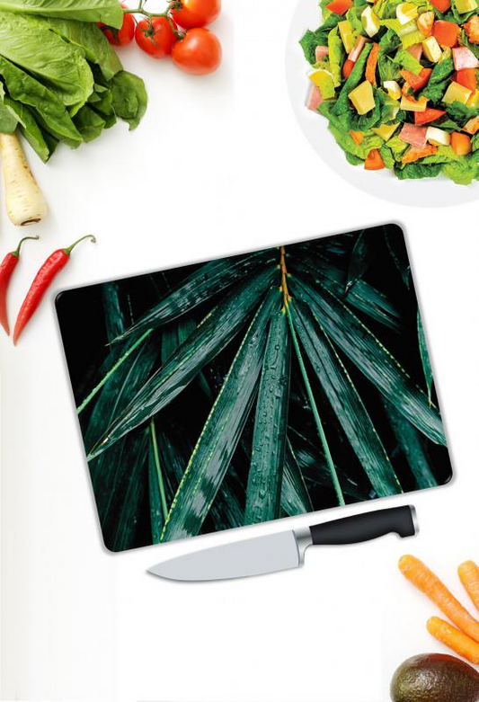 Renkli Desenlerle Eğlenceli Cam Kesme Tahtası - KT00045